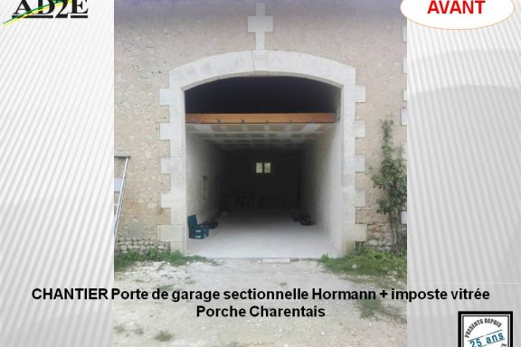 Chantier Porte de garage sectionnelle Hormann avec Imposte vitrée Avant/Après